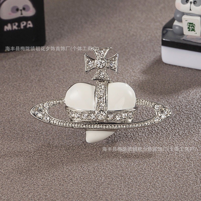 The Queen Mother Of The West Enamel Colorfulful Heart Saturn Brooch Peach Heart Multi-Colorful Versatile Trendyy Winter Suit Coat Brooch - Image 4